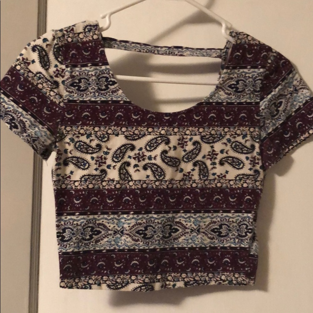 Maroon Pattern Crop Top